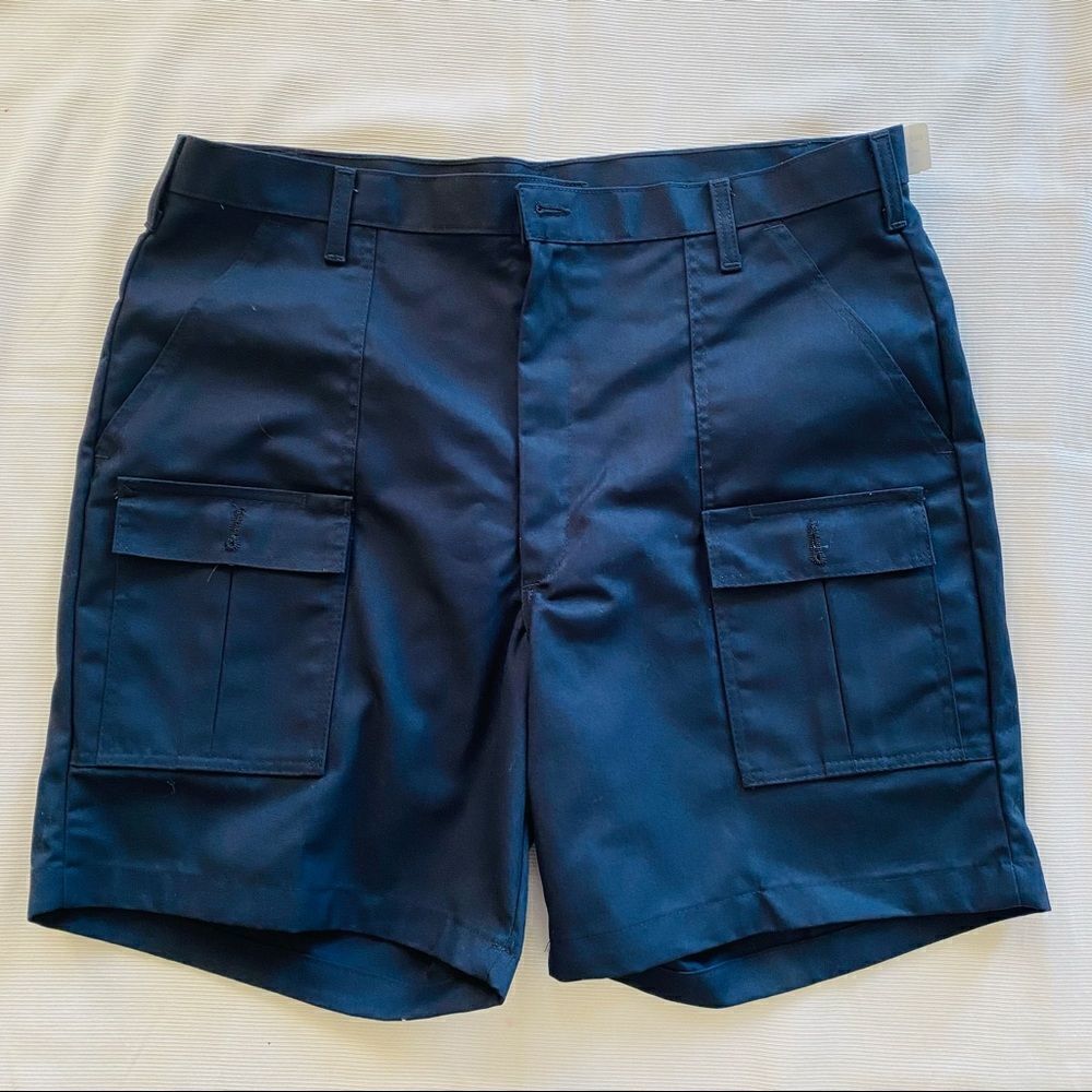 Mens Cargo Shorts Pockets Flat Front Outdoor Military Sport Utility Navy  40